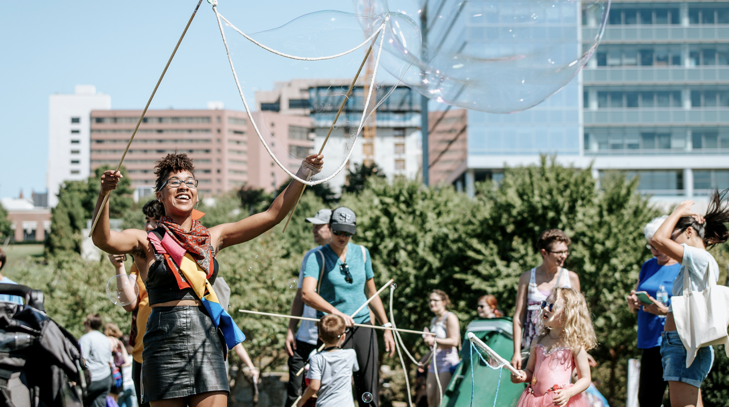 Woman celebrating at a festival