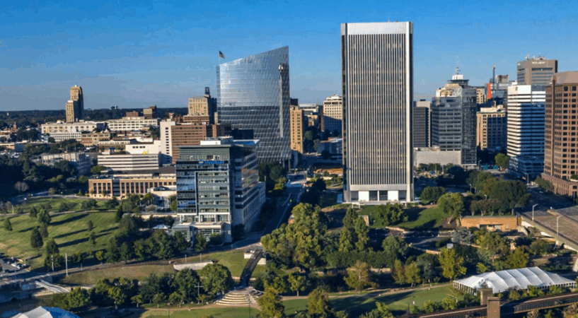Arial view of Richmond, VA